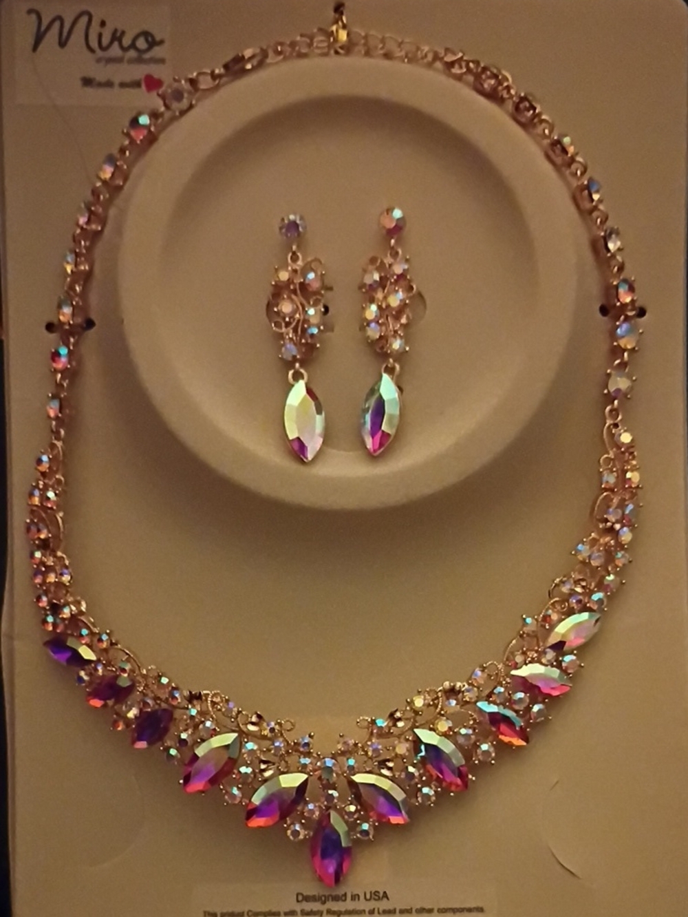 IRO Gold-Tone Iridescent Crystal Necklace & Drop Earrings - Multicolor